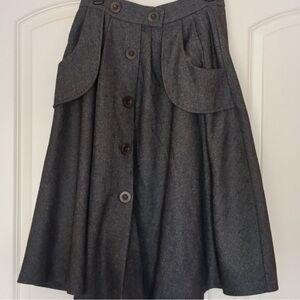 Hell Bunny ModCloth Jeannette Elegant Gray Button-Front Skirt Size L